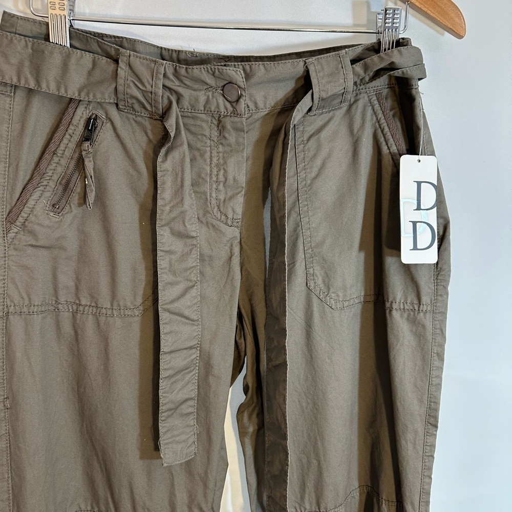 Dalia Collection Womens Cargo Military Roll Up Button Pants Size 4 With Belt